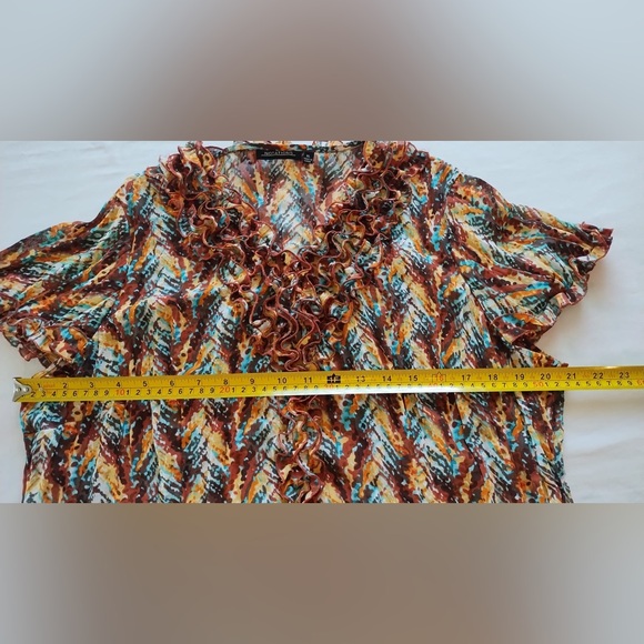 Notations Women’s multicolor Ruffle Tunic V Neck Flutter Sleeve Top XL - Picture 10 of 10